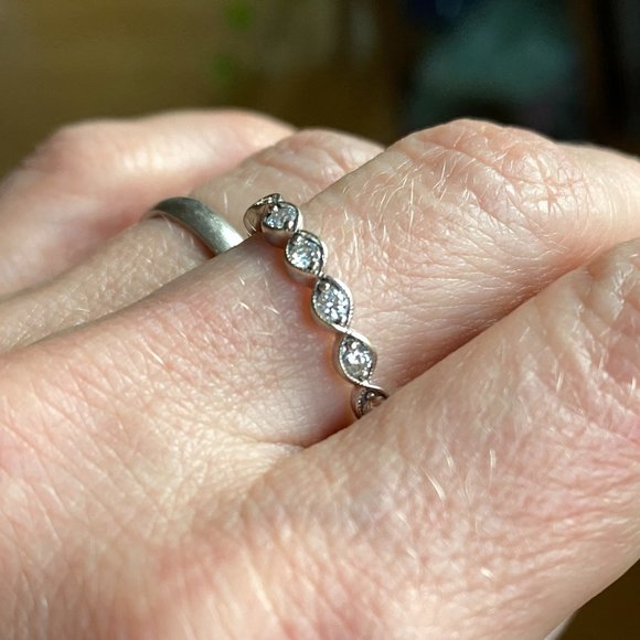 14K White Gold Diamond Half Eternity Ring - Picture 1 of 9